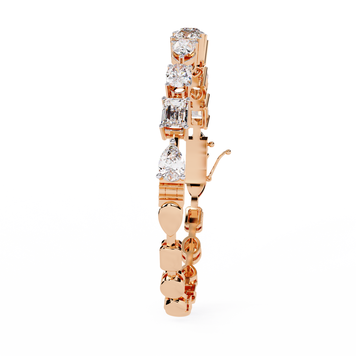 13.8 CTW mixed-shape lab-grown diamond bracelet in Rose Gold, view 11 - Lunea Paris