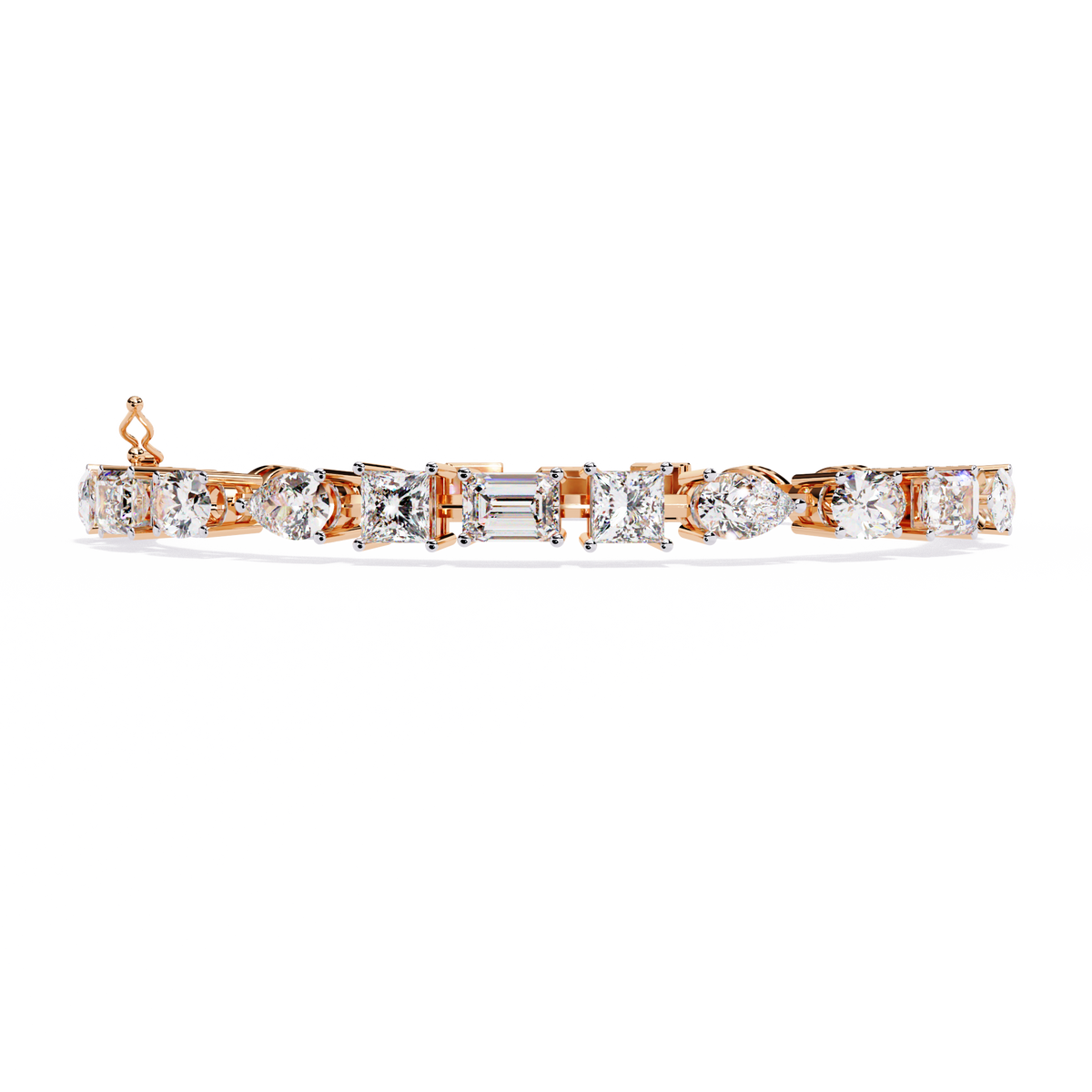 13.8 CTW mixed-shape lab-grown diamond bracelet in Rose Gold, view 5 - Lunea Paris