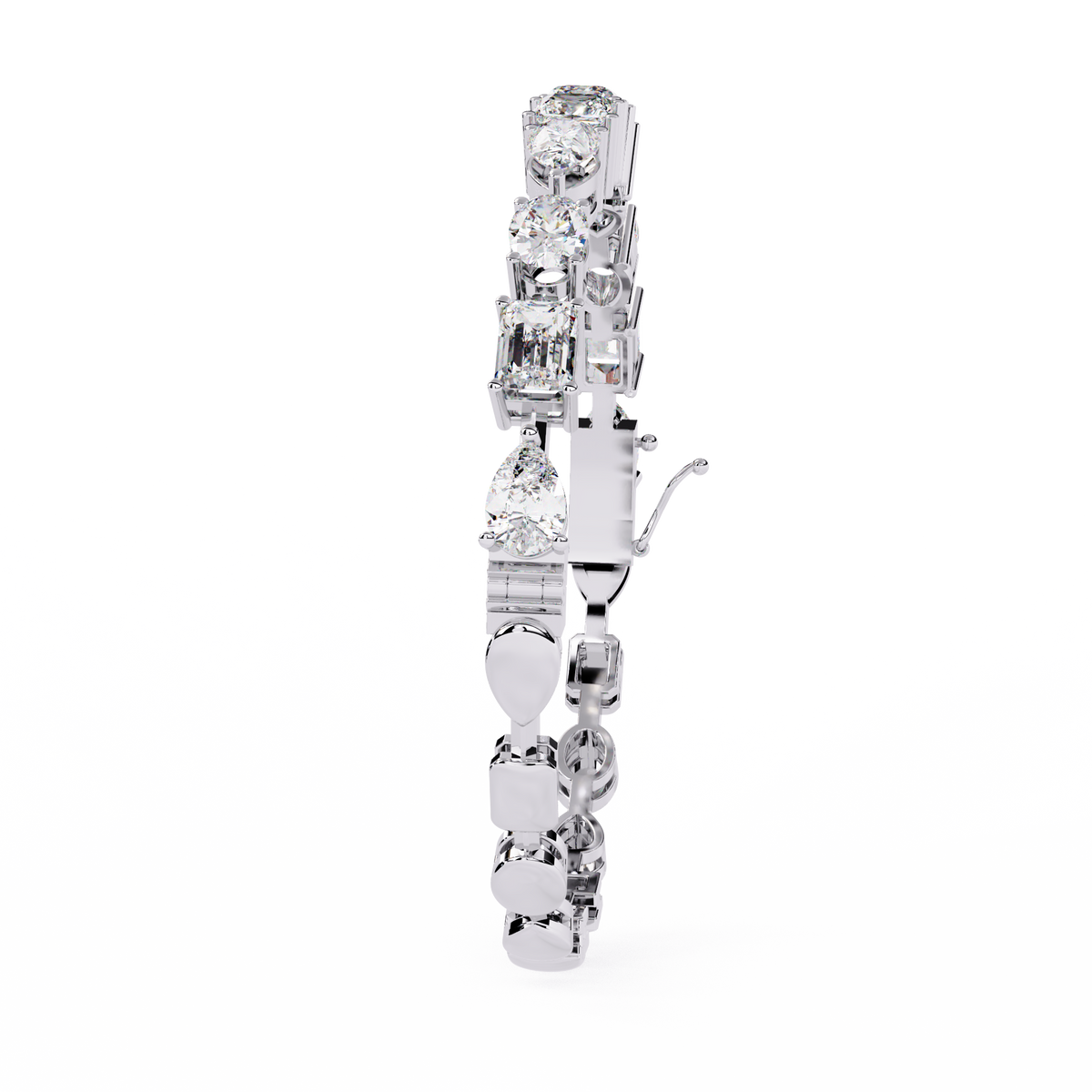 13.8 CTW mixed-shape lab-grown diamond bracelet in White Gold, view 12 - Lunea Paris