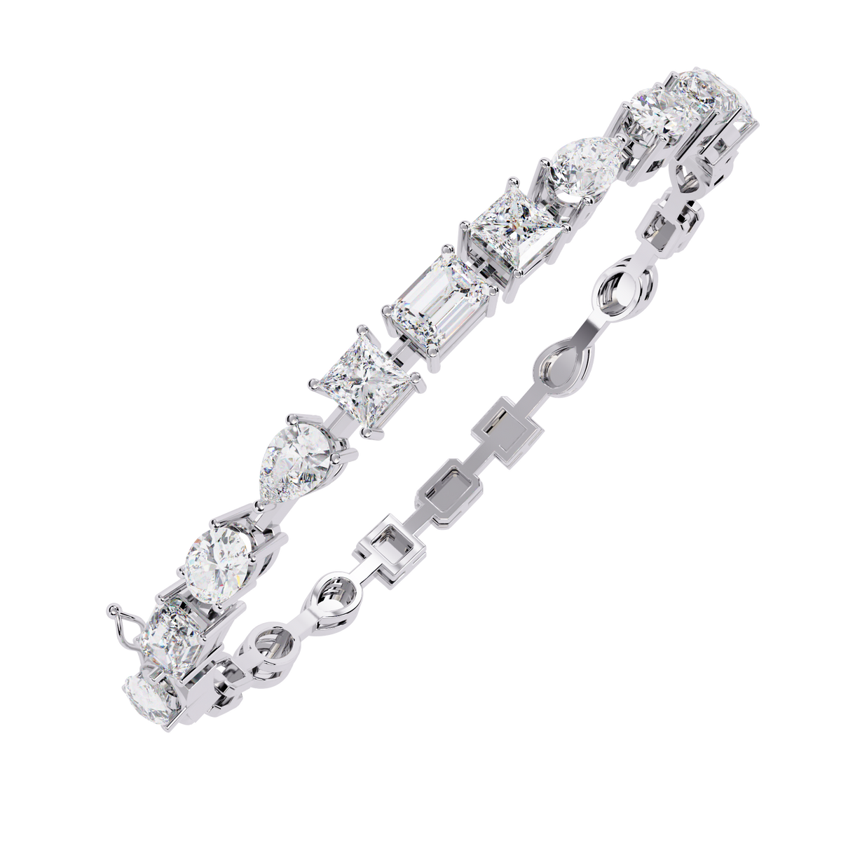 13.8 CTW mixed-shape lab-grown diamond bracelet in White Gold, view 2 - Lunea Paris