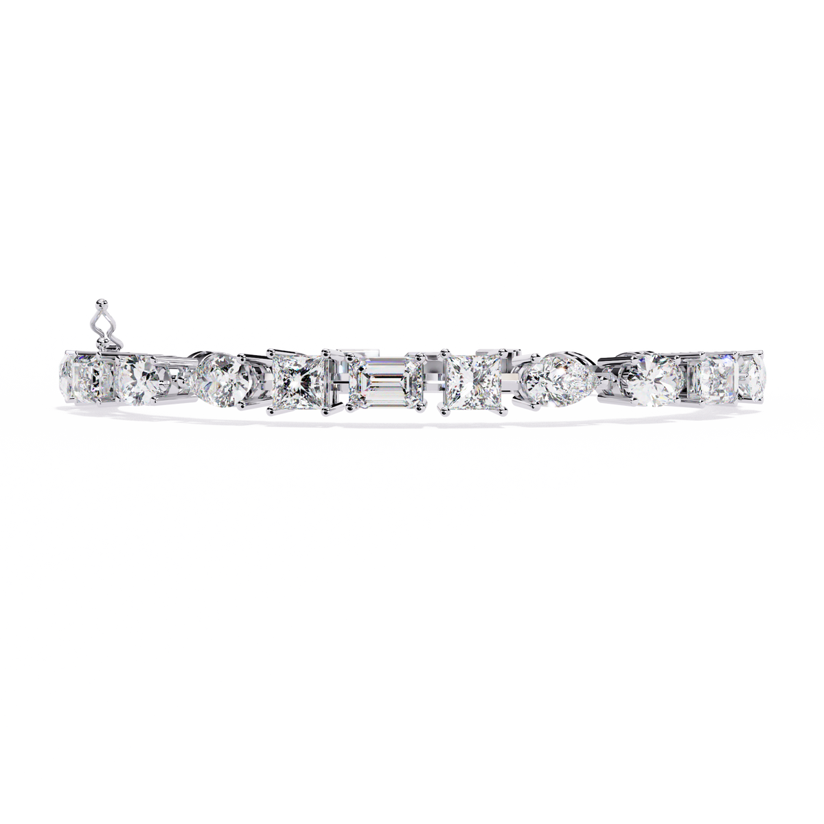 13.8 CTW mixed-shape lab-grown diamond bracelet in White Gold, view 6 - Lunea Paris