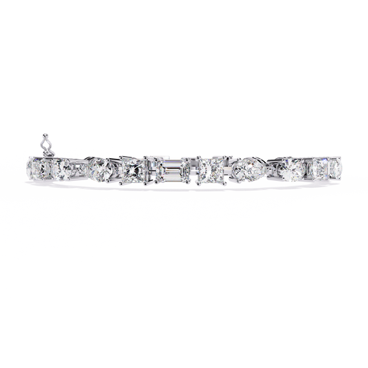 13.8 CTW mixed-shape lab-grown diamond bracelet in White Gold, view 6 - Lunea Paris