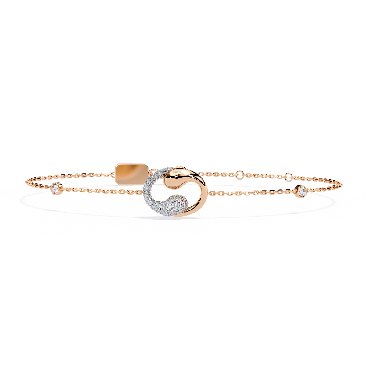 1.4 CTW Diamond Swirl Chain Bracelet in Rose Gold – view 5 – Lunéa Paris