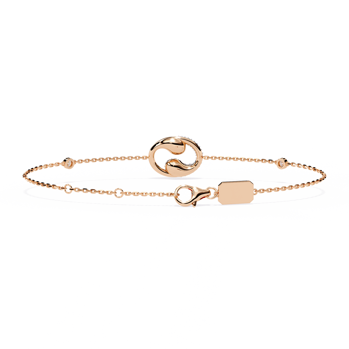 1.4 CTW Diamond Swirl Chain Bracelet in Rose Gold – view 8 – Lunéa Paris