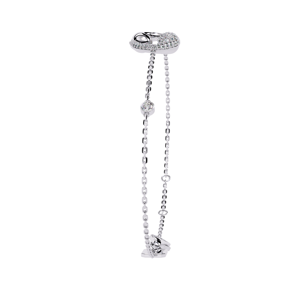 1.4 CTW Diamond Swirl Chain Bracelet in White Gold – view 12 – Lunéa Paris