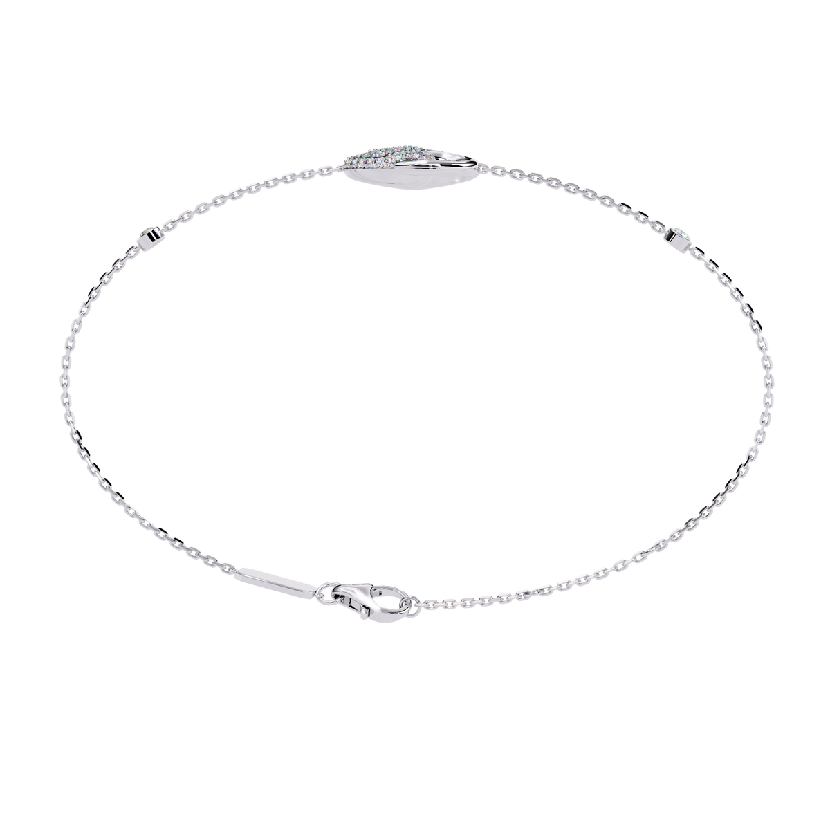 1.4 CTW Diamond Swirl Chain Bracelet in White Gold – view 13 – Lunéa Paris