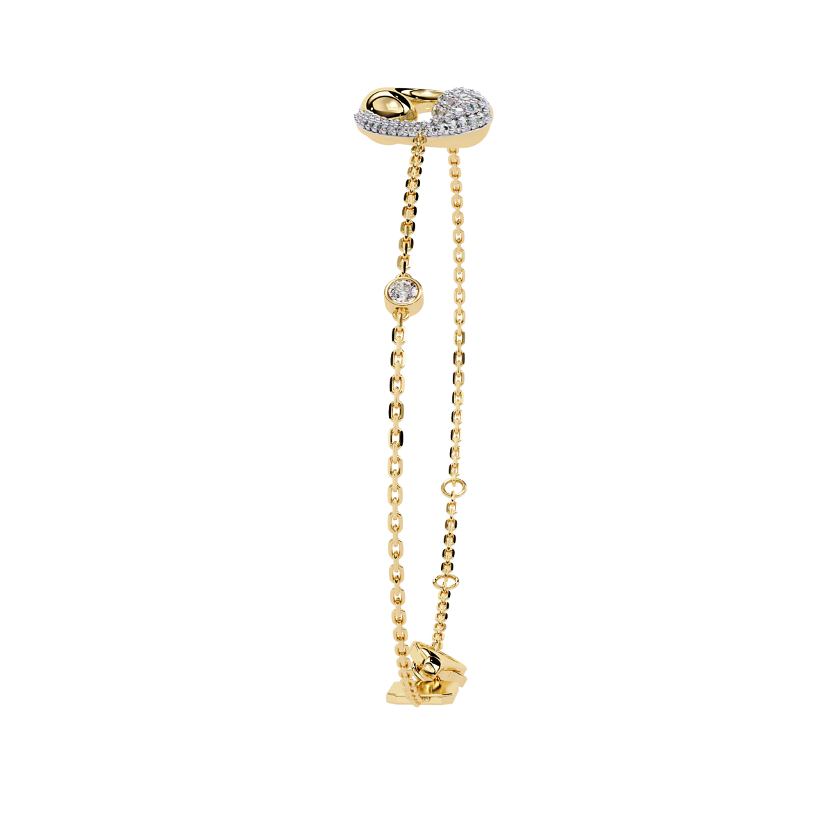 1.4 CTW Diamond Swirl Chain Bracelet in Yellow Gold – view 10 – Lunéa Paris