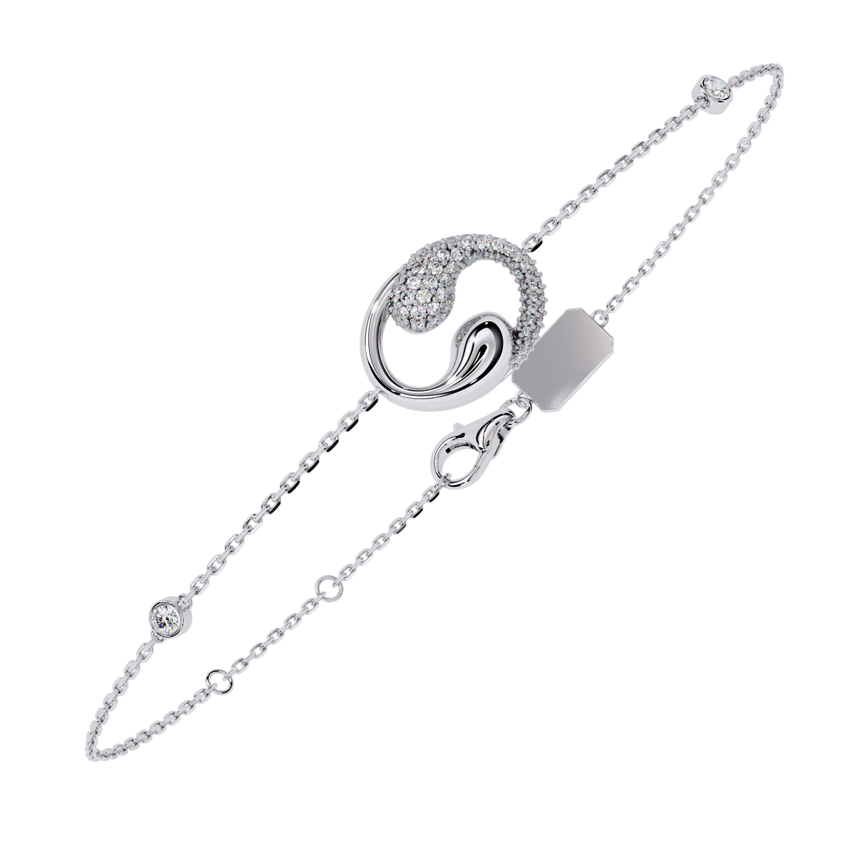 1.4 CTW Diamond Swirl Chain Bracelet in Yellow Gold – view 2 – Lunéa Paris