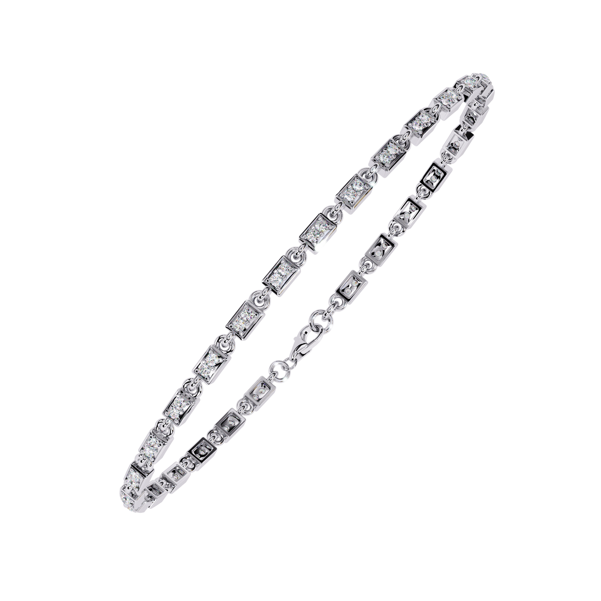 9.8 CTW Round Diamond Tennis Bracelet in White Gold, view 15 – Lunéa Paris