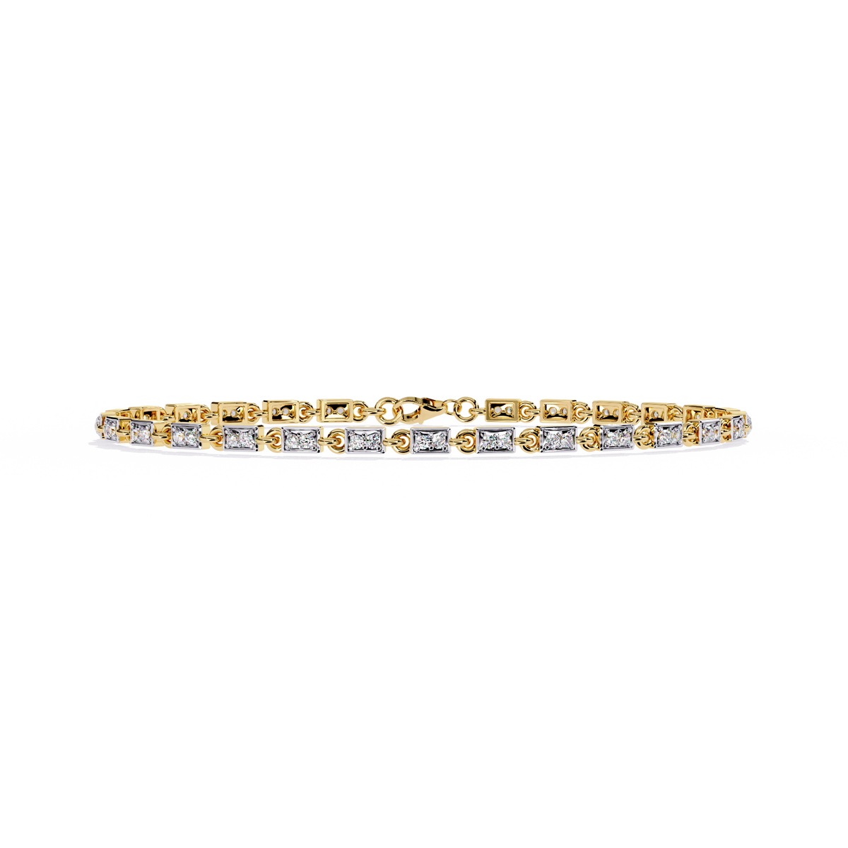 9.8 CTW Round Diamond Tennis Bracelet in Yellow Gold, view 1 – Lunéa Paris