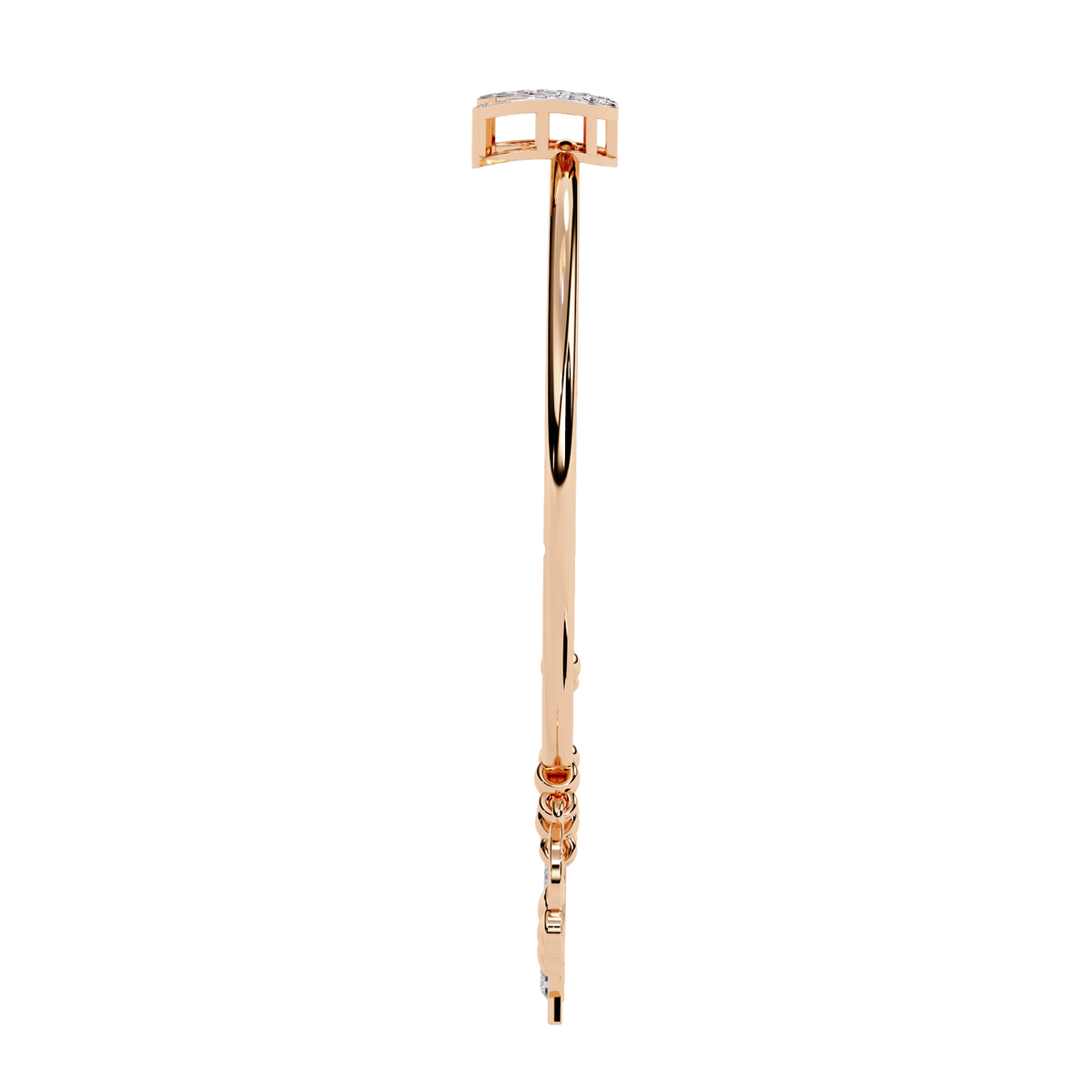 5.7 CTW Diamond Multi-Charm Bangle in Rose Gold front and detail view 10 – Lunéa Paris