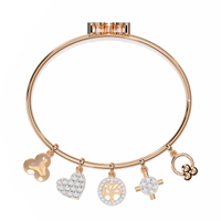 5.7 CTW Diamond Multi-Charm Bangle in Rose Gold front and detail view 9 – Lunéa Paris