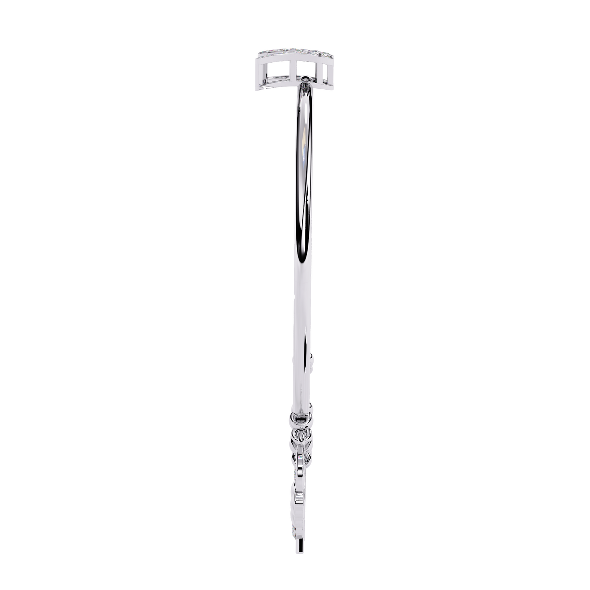 5.7 CTW Diamond Multi-Charm Bangle in White Gold front and detail view 11 – Lunéa Paris