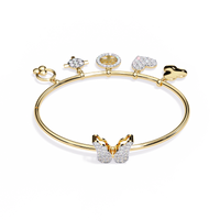5.7 CTW Diamond Multi-Charm Bangle in Yellow Gold front and detail view 1 – Lunéa Paris