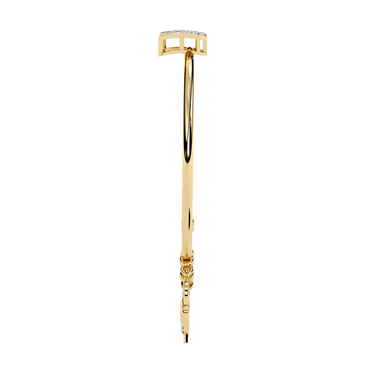 5.7 CTW Diamond Multi-Charm Bangle in Yellow Gold front and detail view 12 – Lunéa Paris