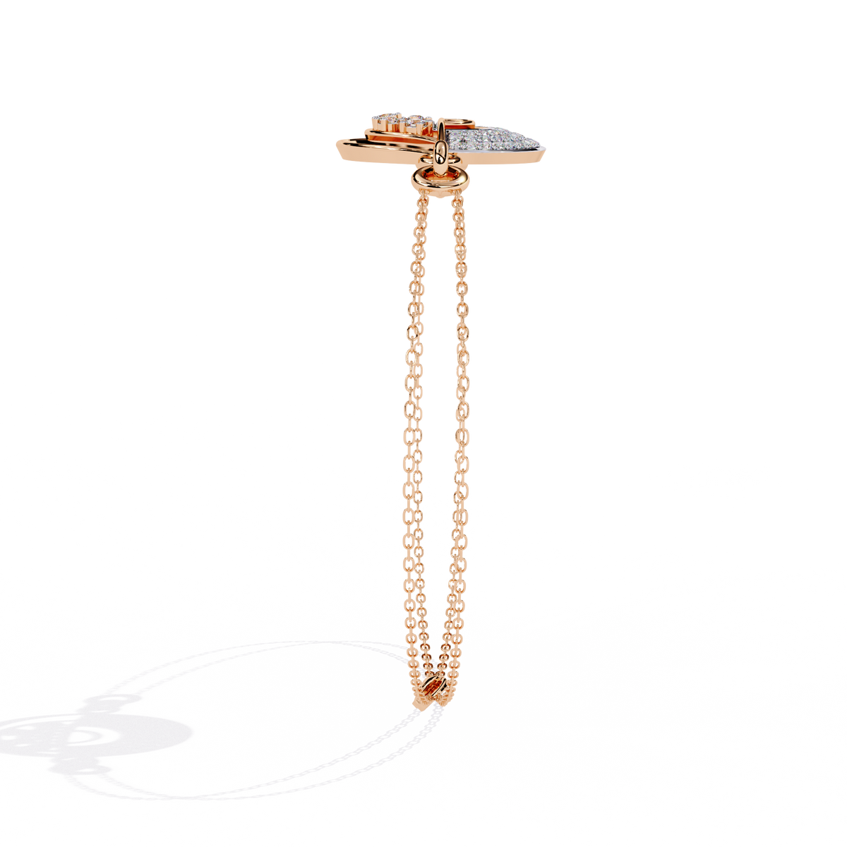 0.4 CTW circular diamond motif chain bracelet in Rose Gold front and detail view 10 – Lunéa Paris