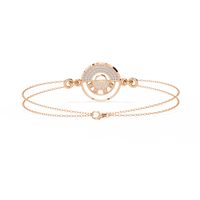 0.4 CTW circular diamond motif chain bracelet in Rose Gold front and detail view 16 – Lunéa Paris