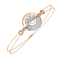 0.4 CTW circular diamond motif chain bracelet in Rose Gold front and detail view 4 – Lunéa Paris