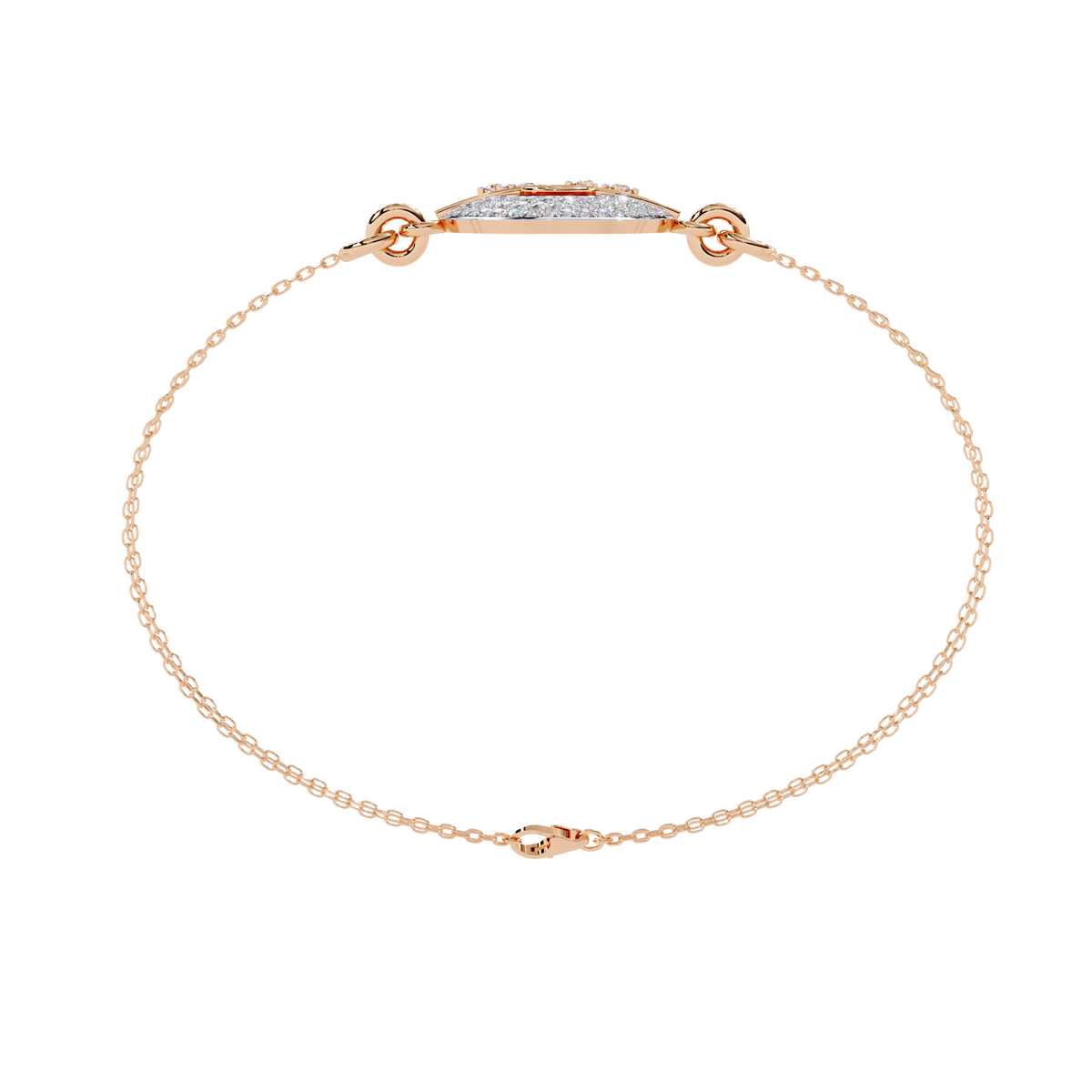 0.4 CTW circular diamond motif chain bracelet in Rose Gold front and detail view 7 – Lunéa Paris