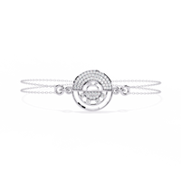 0.4 CTW circular diamond motif chain bracelet in White Gold front and detail view 14 – Lunéa Paris
