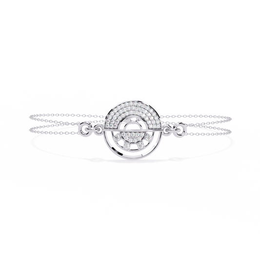 0.4 CTW circular diamond motif chain bracelet in White Gold front and detail view 14 – Lunéa Paris