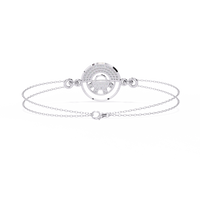 0.4 CTW circular diamond motif chain bracelet in White Gold front and detail view 15 – Lunéa Paris