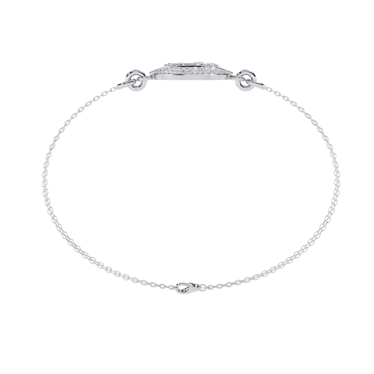 0.4 CTW circular diamond motif chain bracelet in White Gold front and detail view 6 – Lunéa Paris