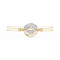 0.4 CTW circular diamond motif chain bracelet in Yellow Gold front and detail view 12 – Lunéa Paris