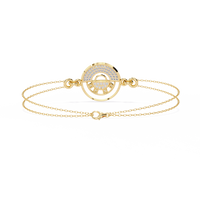 0.4 CTW circular diamond motif chain bracelet in Yellow Gold front and detail view 17 – Lunéa Paris