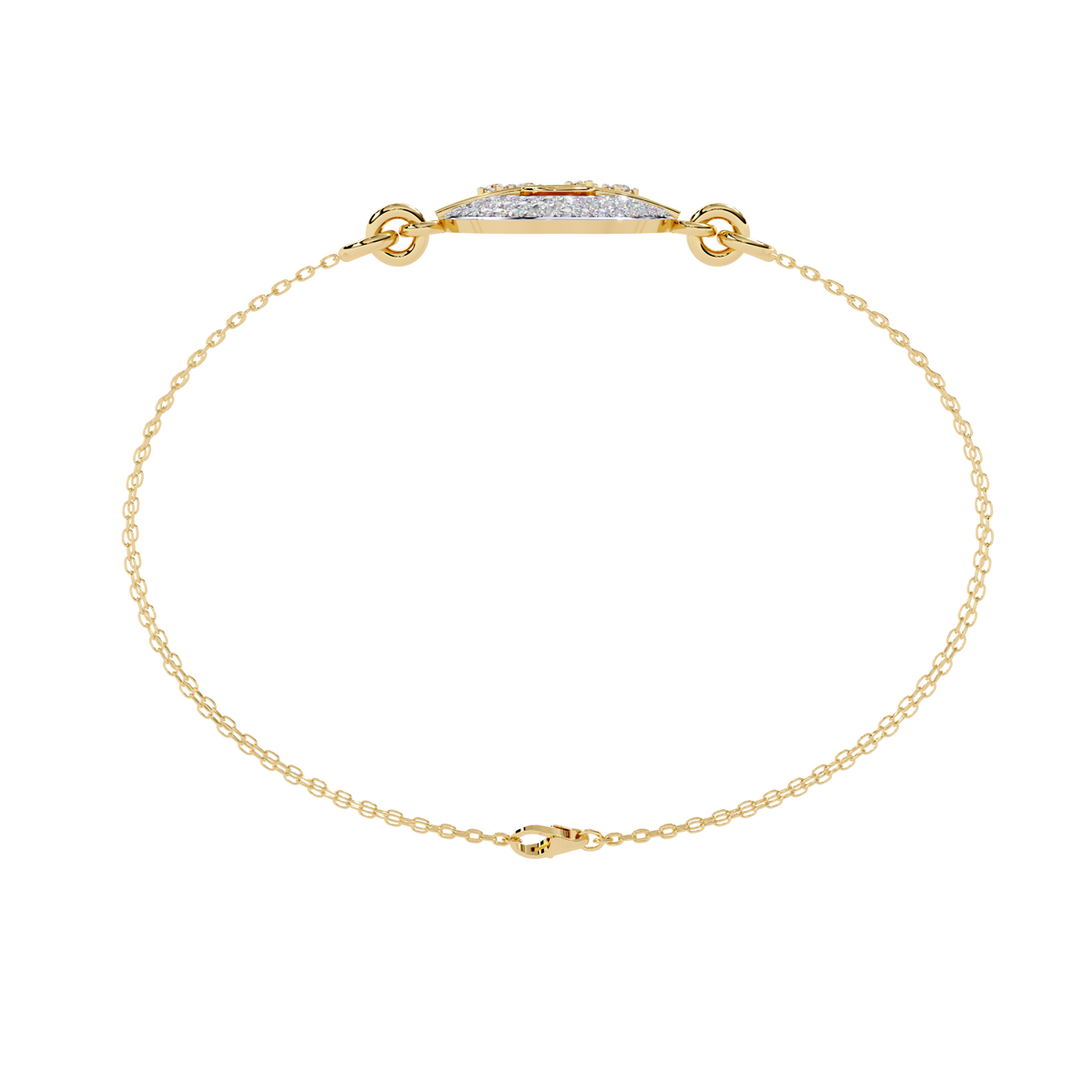 0.4 CTW circular diamond motif chain bracelet in Yellow Gold front and detail view 8 – Lunéa Paris