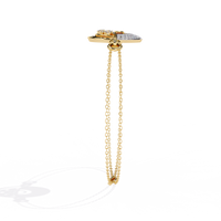 0.4 CTW circular diamond motif chain bracelet in Yellow Gold front and detail view 9 – Lunéa Paris