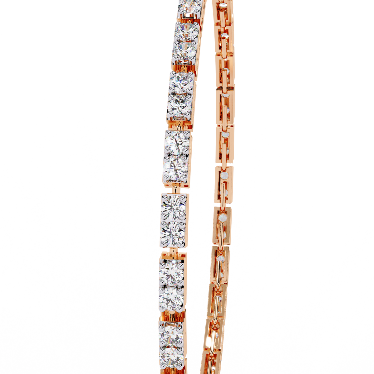 2.3 CTW round diamond tennis bracelet Rose Gold front and detail view 8 – Lunéa Paris