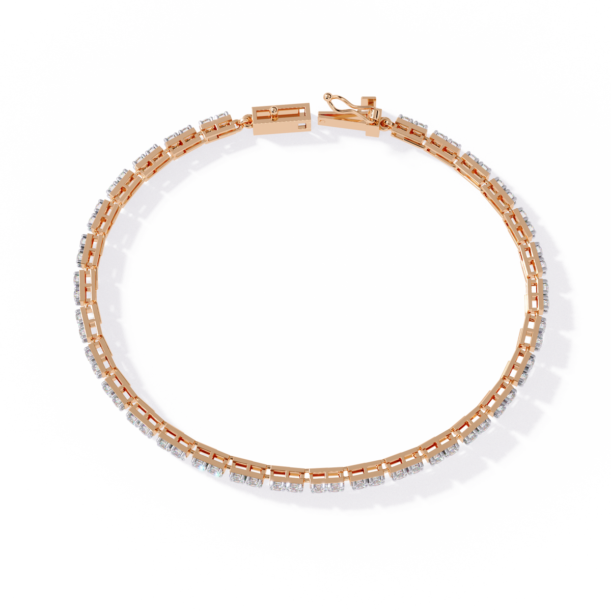 2.3 CTW round diamond tennis bracelet Rose Gold front and detail view 9 – Lunéa Paris