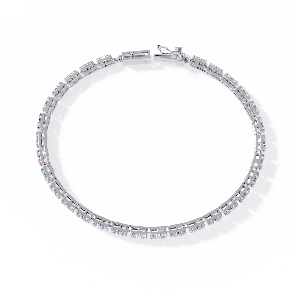 2.3 CTW round diamond tennis bracelet White Gold front and detail view 11 – Lunéa Paris