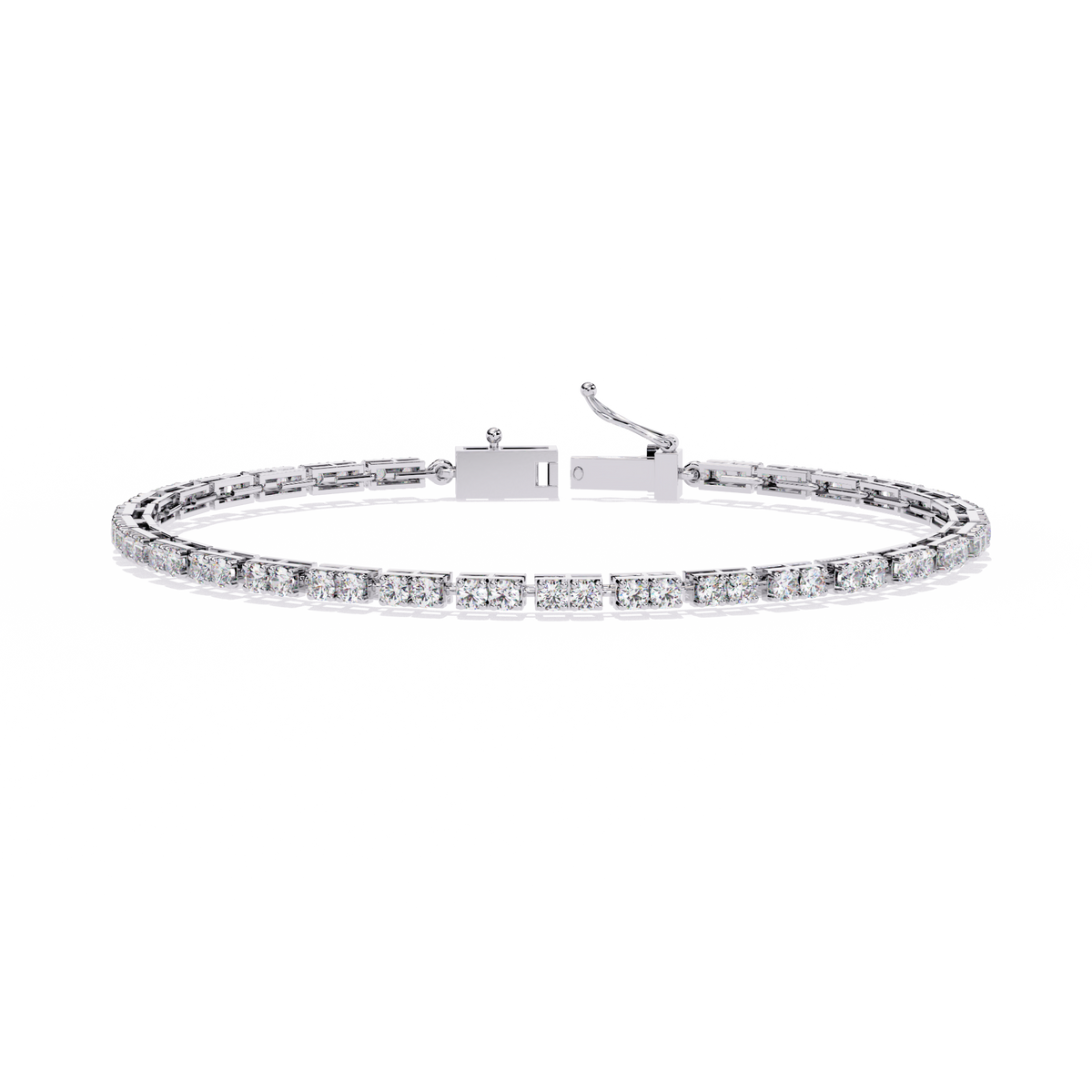 2.3 CTW round diamond tennis bracelet White Gold front and detail view 2 – Lunéa Paris