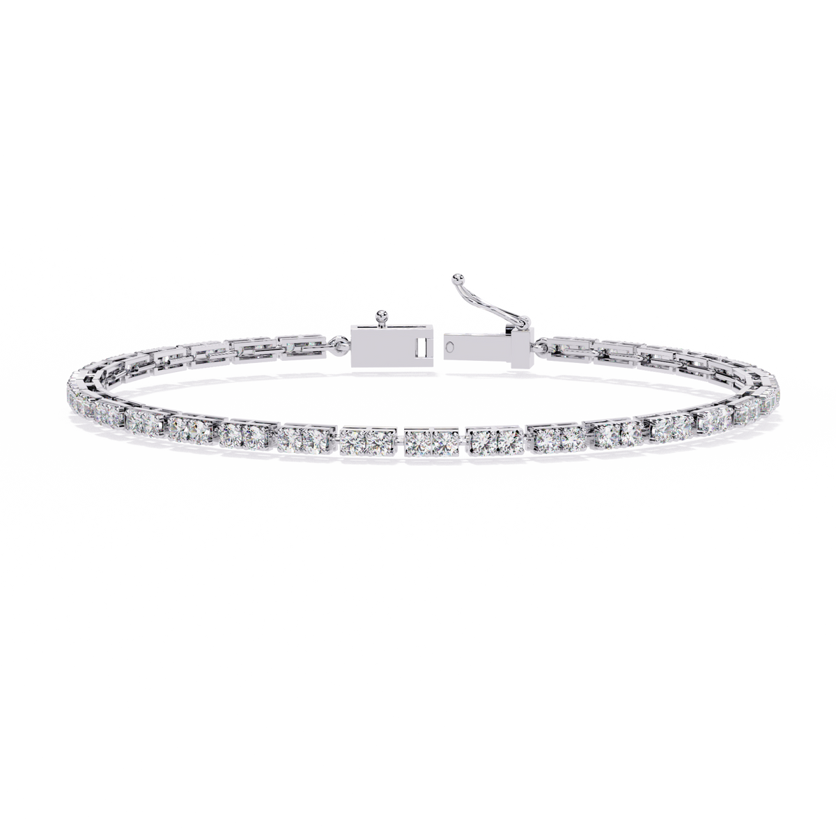 2.3 CTW round diamond tennis bracelet White Gold front and detail view 3 – Lunéa Paris