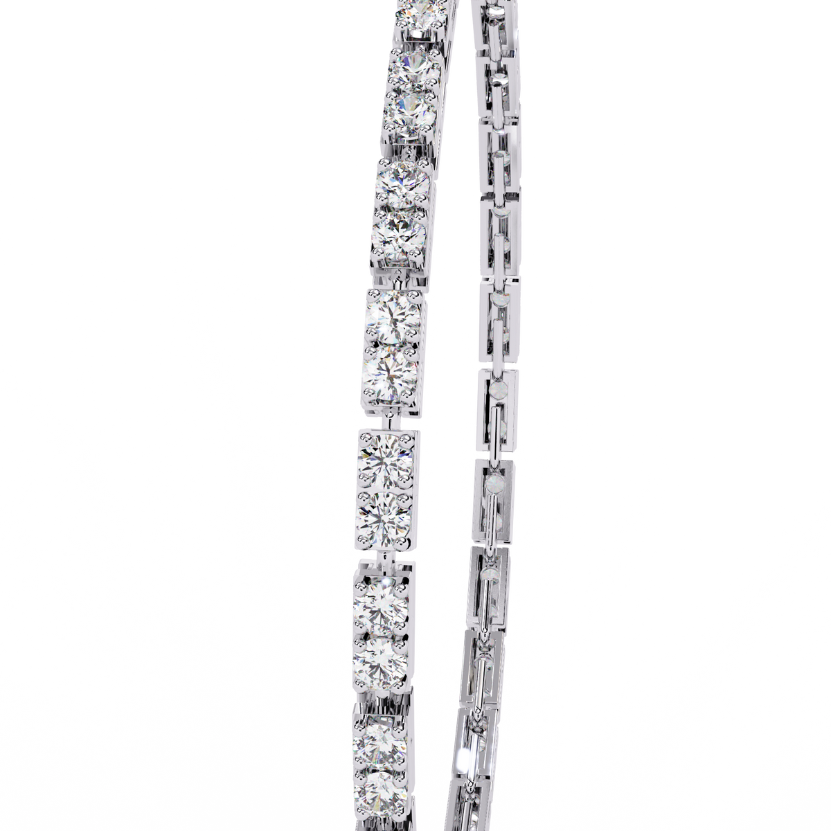 2.3 CTW round diamond tennis bracelet White Gold front and detail view 7 – Lunéa Paris
