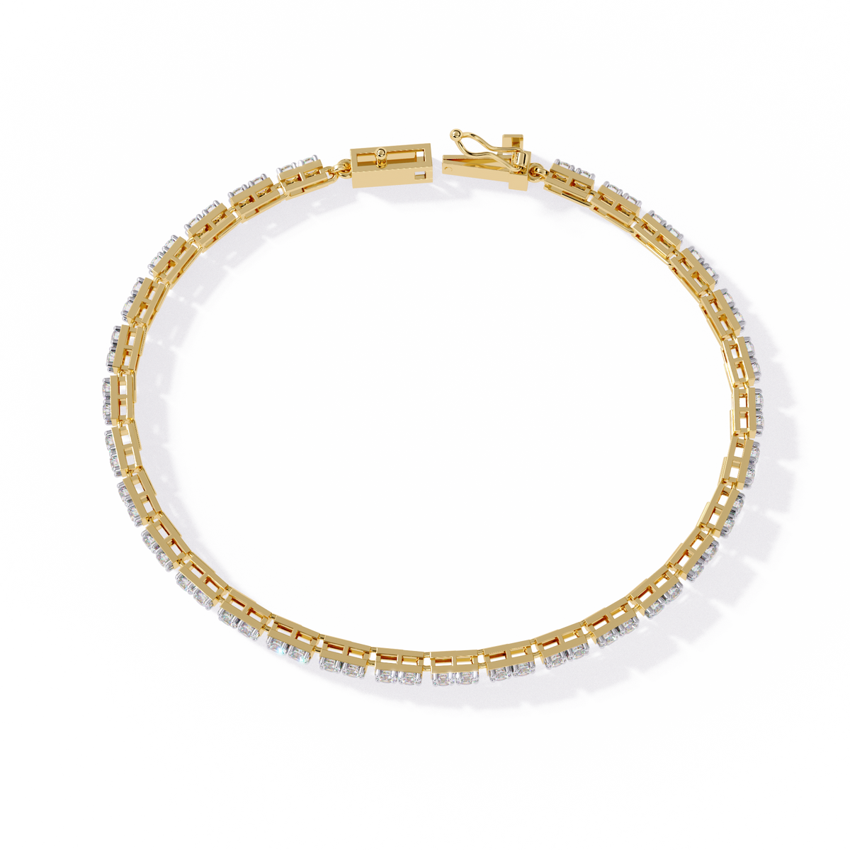 2.3 CTW round diamond tennis bracelet Yellow Gold front and detail view 10 – Lunéa Paris