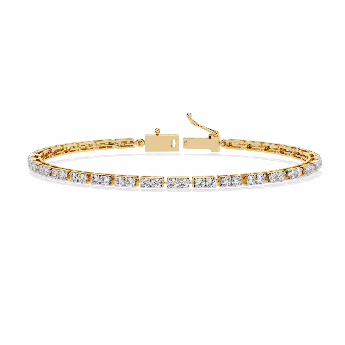 2.3 CTW round diamond tennis bracelet Yellow Gold front and detail view 5 – Lunéa Paris