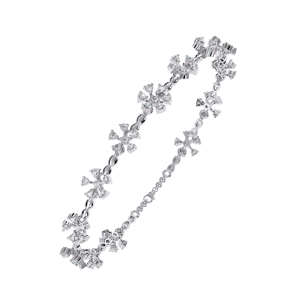 0.9 CTW floral diamond tennis bracelet in White Gold view 4 – Lunéa Paris