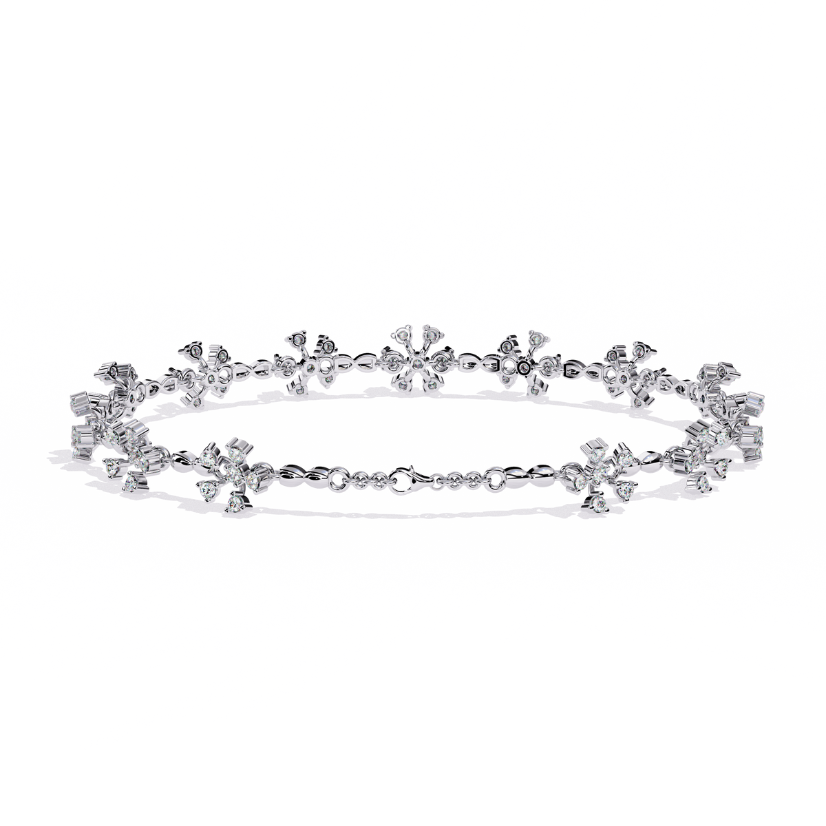0.9 CTW floral diamond tennis bracelet in White Gold view 9 – Lunéa Paris