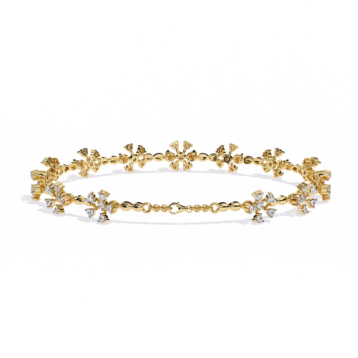 0.9 CTW floral diamond tennis bracelet in Yellow Gold view 10 – Lunéa Paris