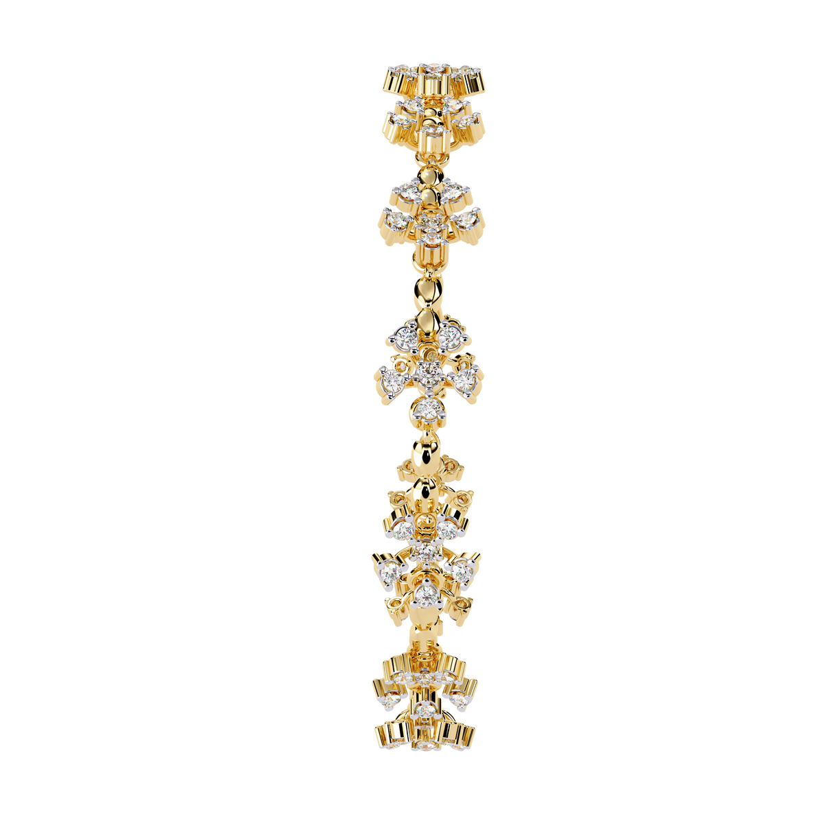0.9 CTW floral diamond tennis bracelet in Yellow Gold view 13 – Lunéa Paris
