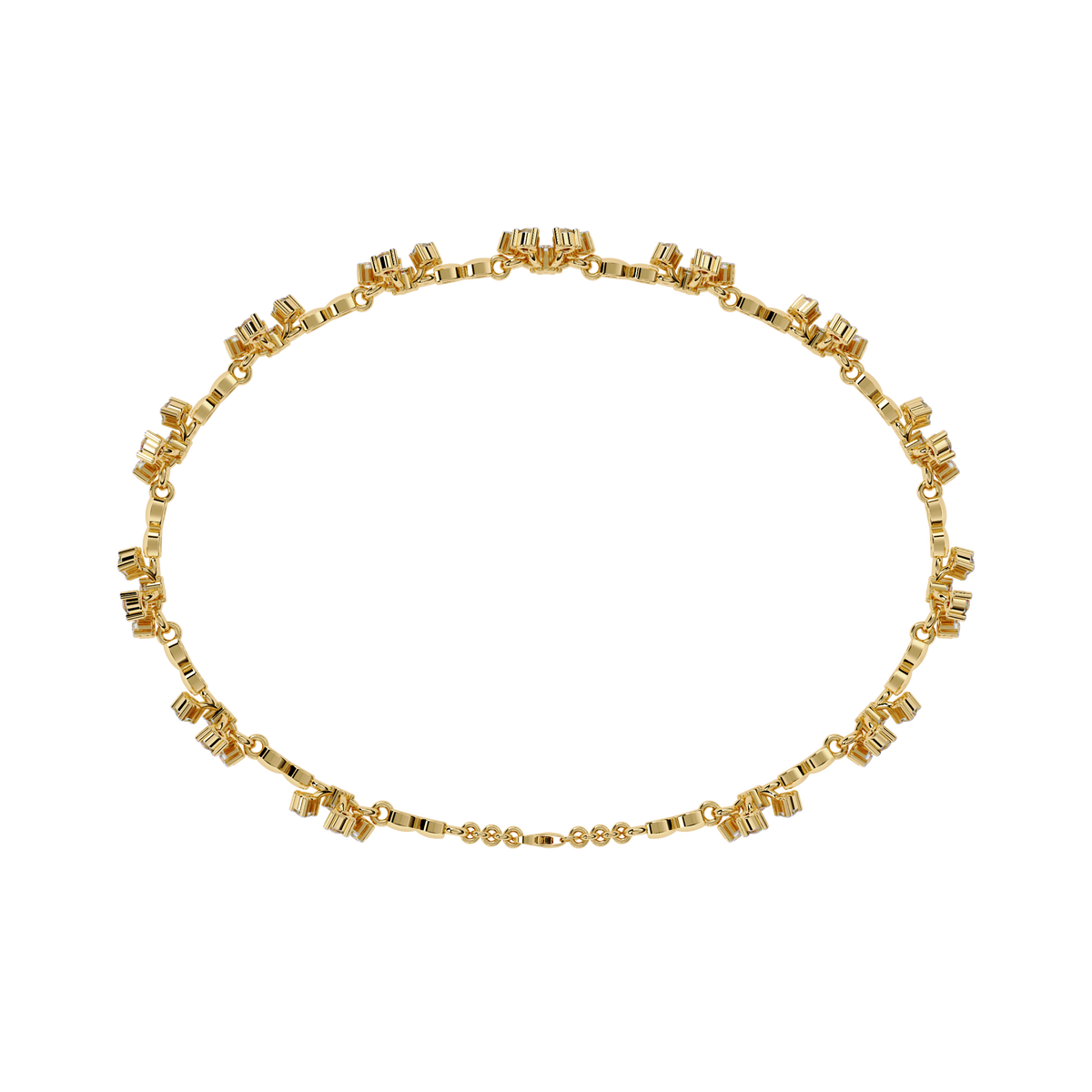 0.9 CTW floral diamond tennis bracelet in Yellow Gold view 16 – Lunéa Paris
