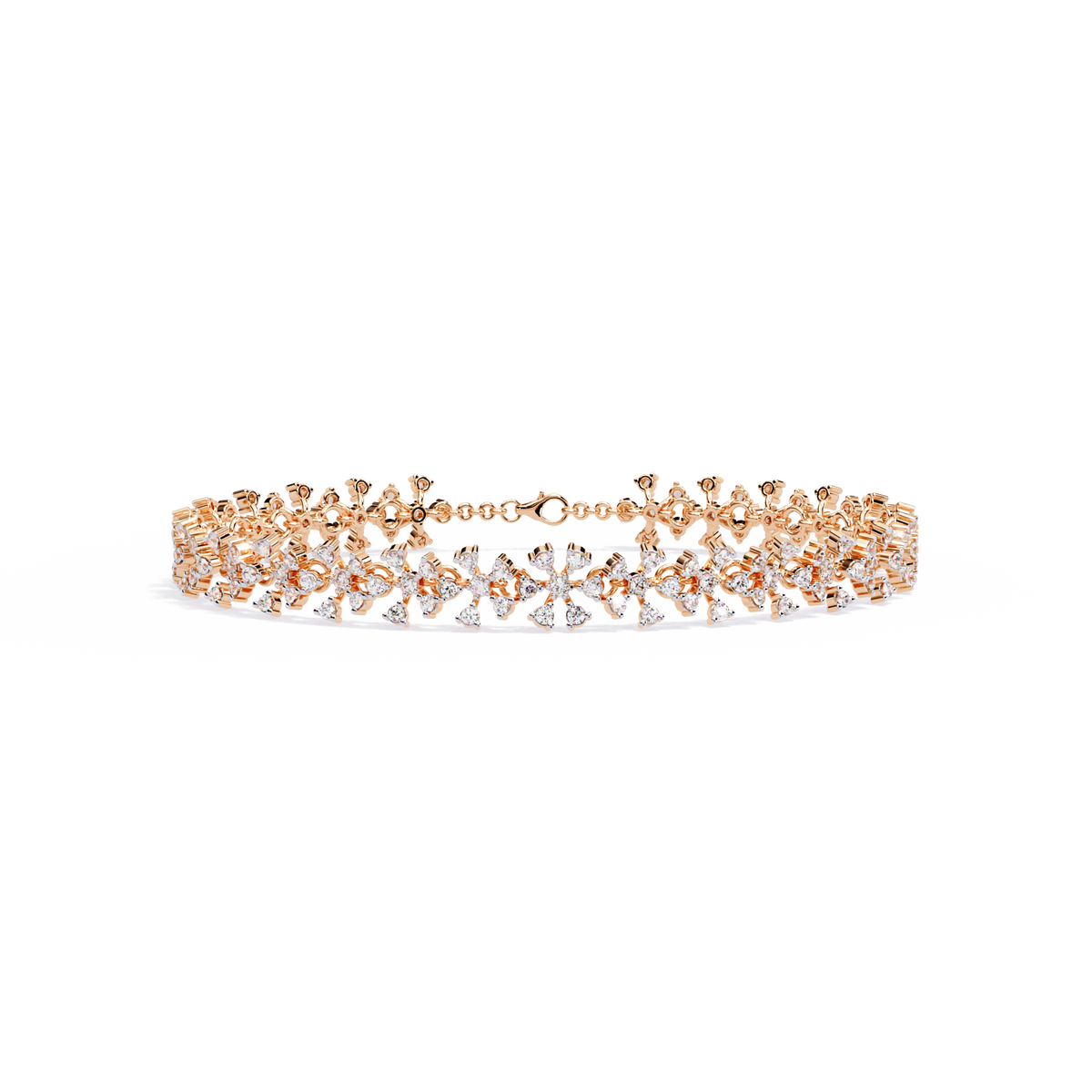 1.6 CTW Floral Lab-Grown Diamond Tennis Bracelet Rose Gold view 12 – Lunéa Paris