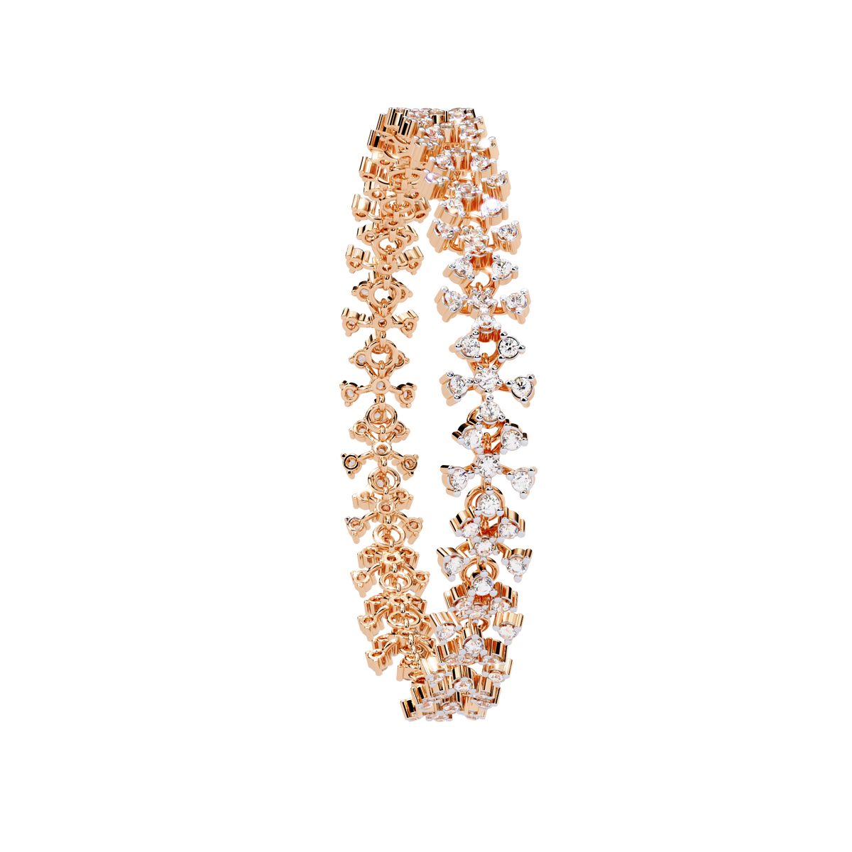 1.6 CTW Floral Lab-Grown Diamond Tennis Bracelet Rose Gold view 13 – Lunéa Paris