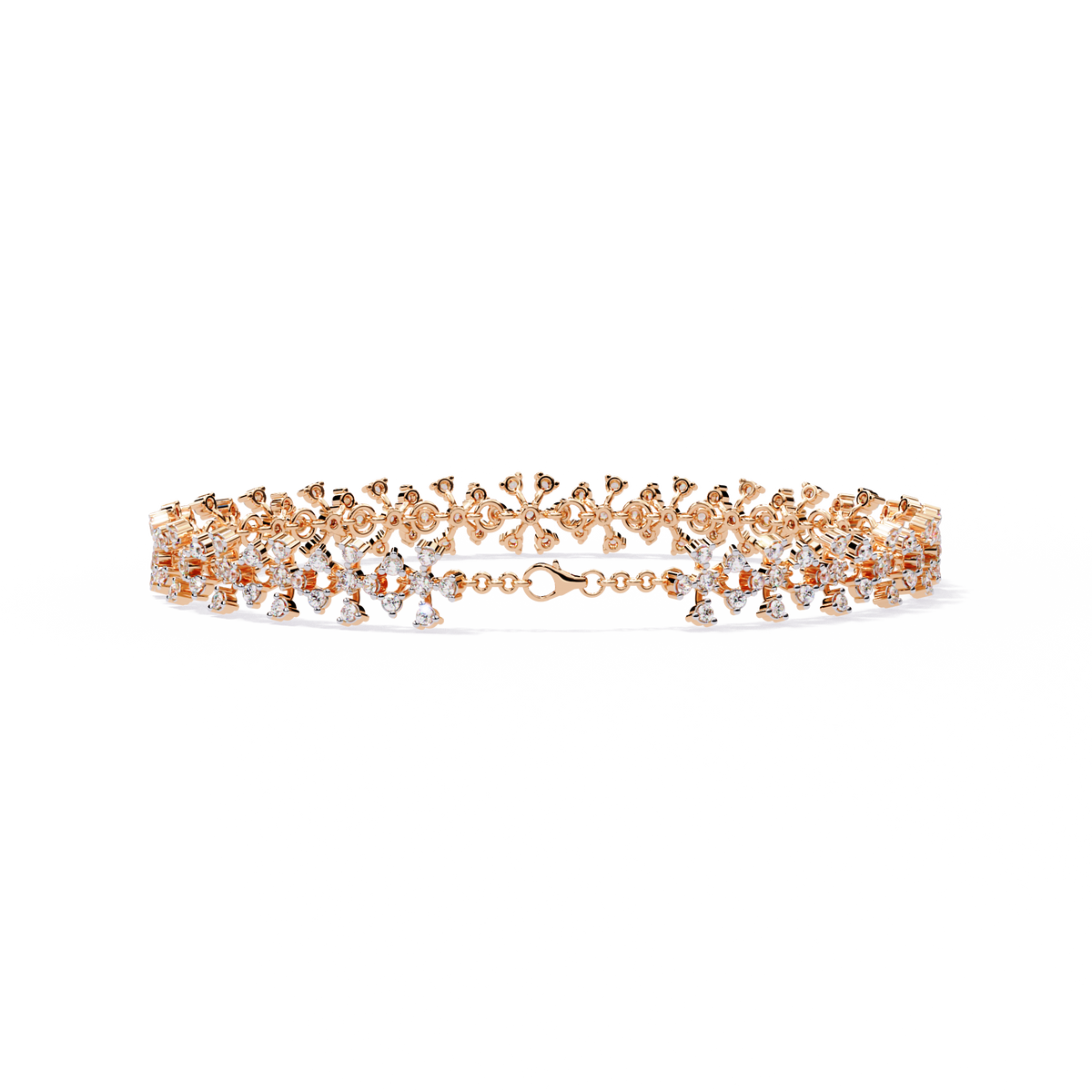 1.6 CTW Floral Lab-Grown Diamond Tennis Bracelet Rose Gold view 2 – Lunéa Paris