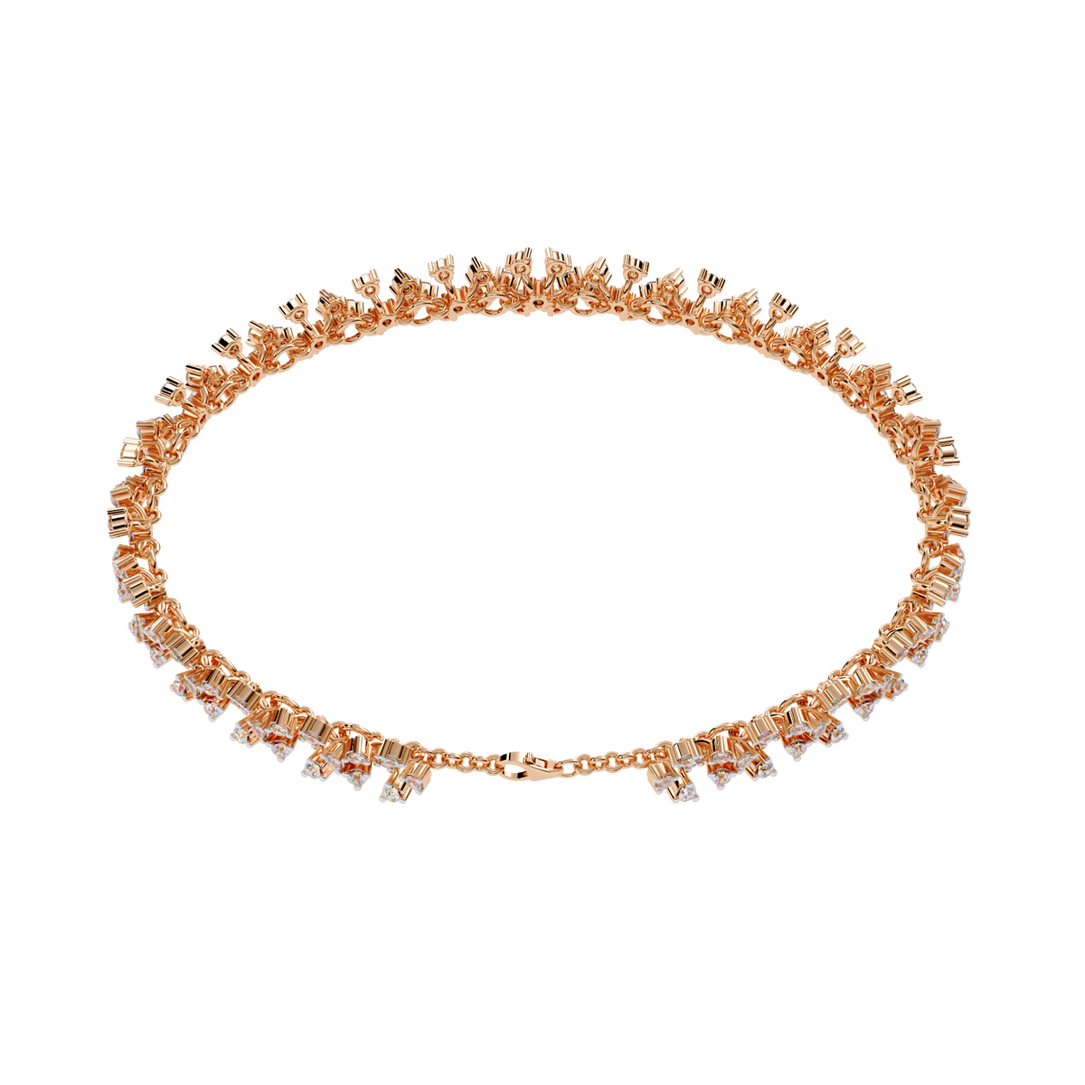 1.6 CTW Floral Lab-Grown Diamond Tennis Bracelet Rose Gold view 8 – Lunéa Paris