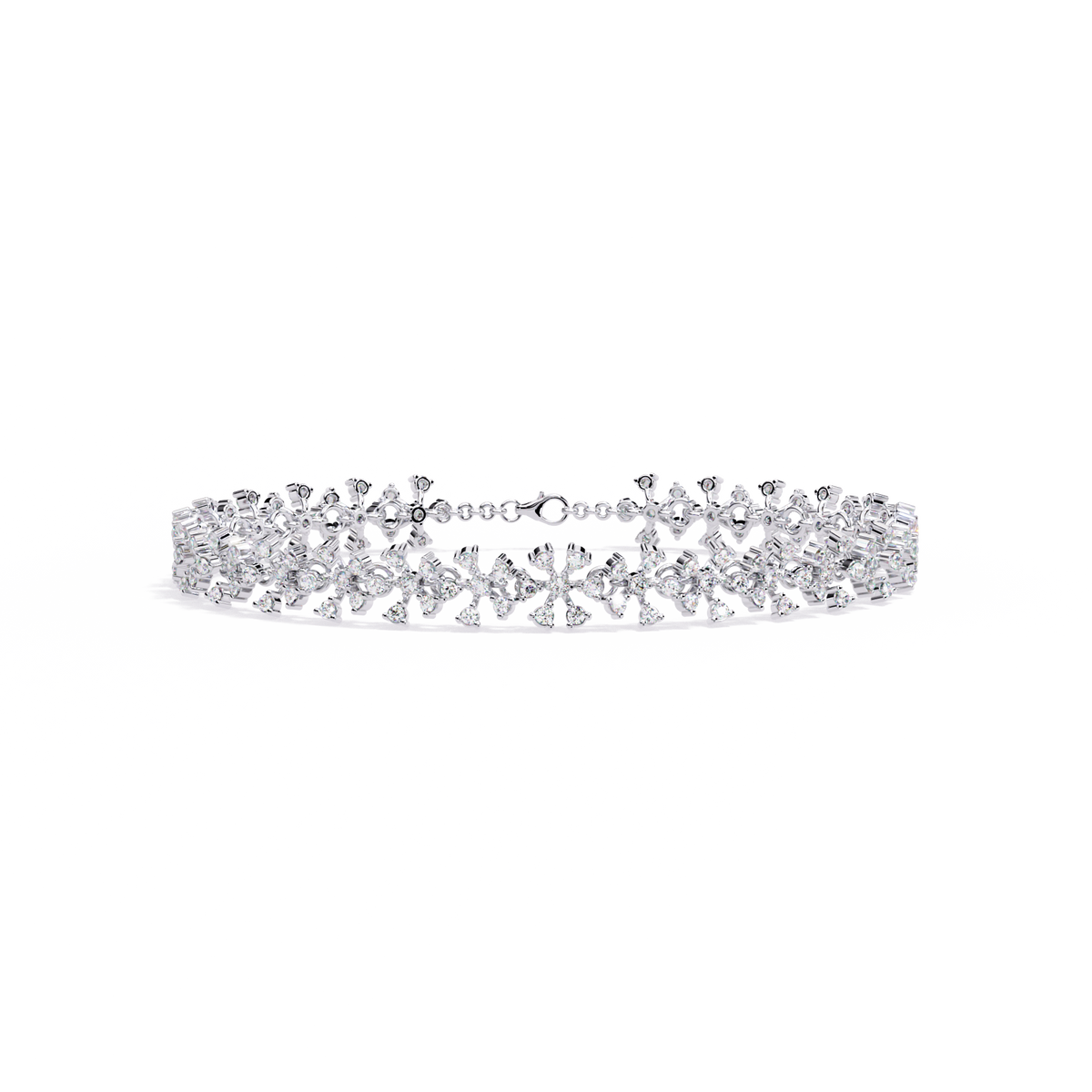 1.6 CTW Floral Lab-Grown Diamond Tennis Bracelet White Gold view 10 – Lunéa Paris