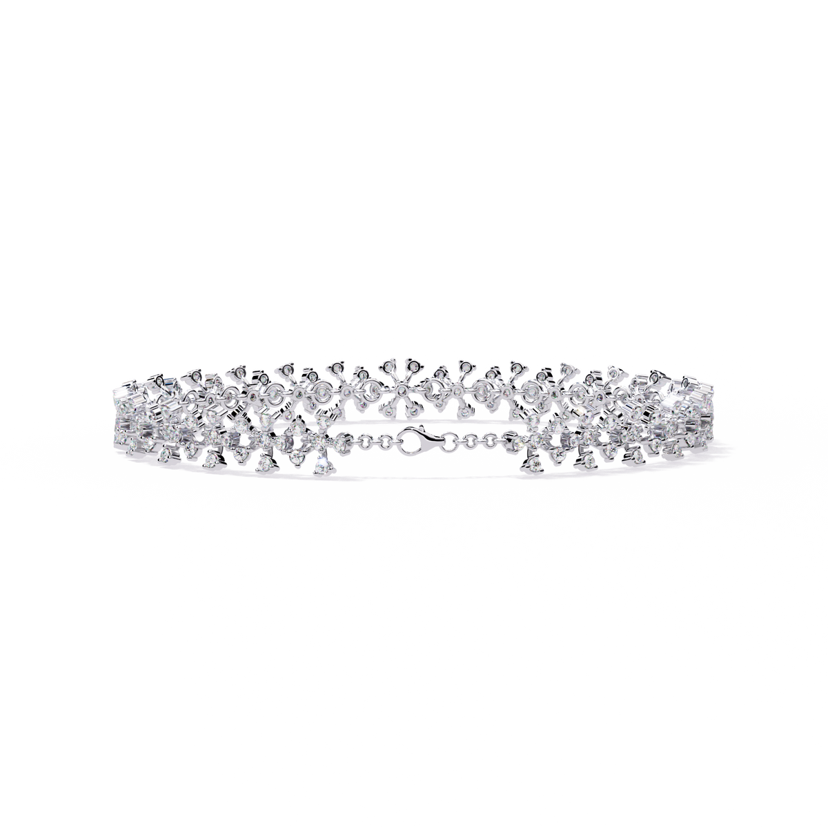 1.6 CTW Floral Lab-Grown Diamond Tennis Bracelet White Gold view 4 – Lunéa Paris